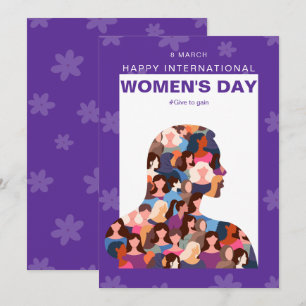 Purple Happy International Women's Day Holiday Card