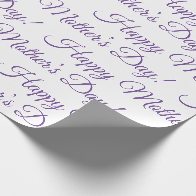 Purple Happy Mother’s Day Script Holiday Wrapping Paper (Corner)