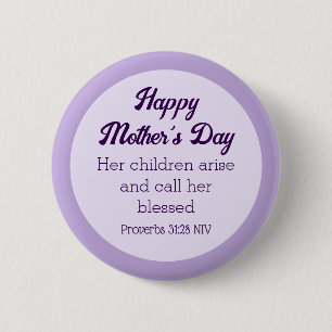 Purple Happy Mother's Day Bible Verse Simple 2 Inch Round Button