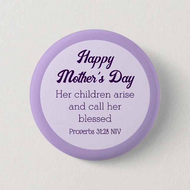 Purple Happy Mother's Day Bible Verse Simple 2 Inch Round Button (Front)