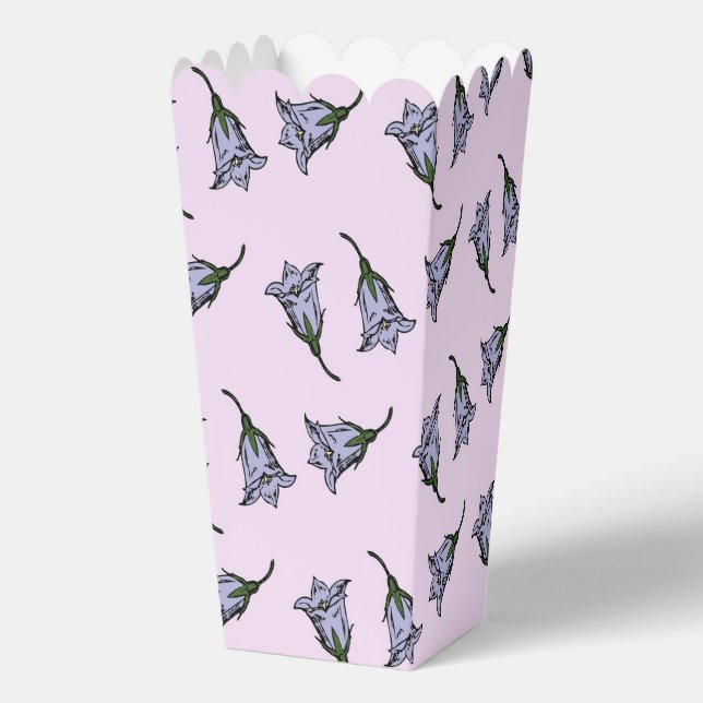 Purple harebell flower on pink favor box (Front)