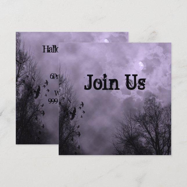 Purple Haunted Sky Custom Halloween Invitation (Front/Back)