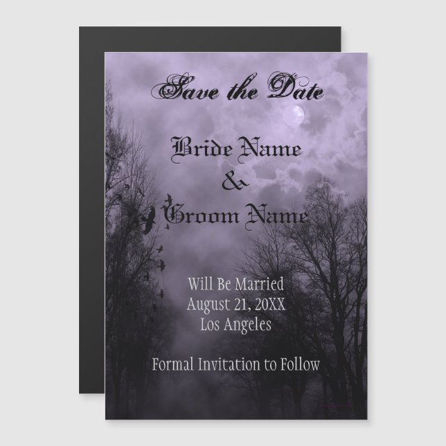 Purple Haunted Sky Custom Save the Date Magnet (Front/Back)