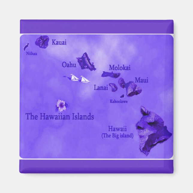 Purple Hawaiian island map Magnet (Front)