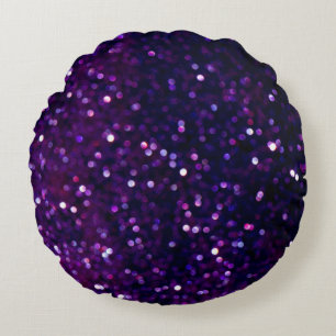 Purple Haze: Glitter Lights Background Round Pillow