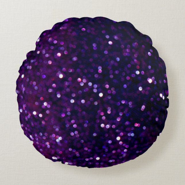 Purple Haze: Glitter Lights Background Round Pillow (Front)