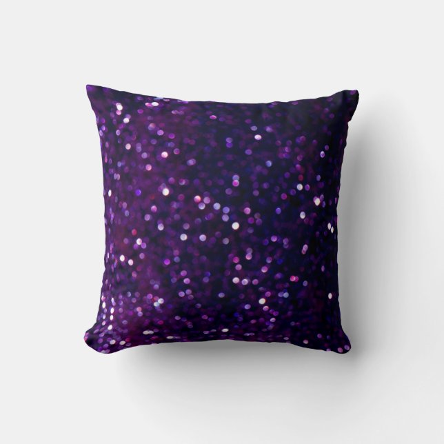 Purple Haze: Glitter Lights Background Throw Pillow (Front)