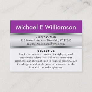 Purple Header RESUME Business Cards