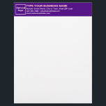 Purple Heading of Business Letterhead<br><div class="desc">Letterhead that you can customize its heading to advertise your business or to promote your brand name to customers or clients. An office supply that you can use to build brand name awareness. Design on heading is pink and white texts on purple background. Contents of the heading of this letterhead...</div>