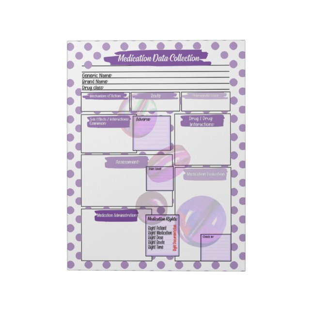 Purple Healthcare Student Medication Template  Notepad (Rotated)