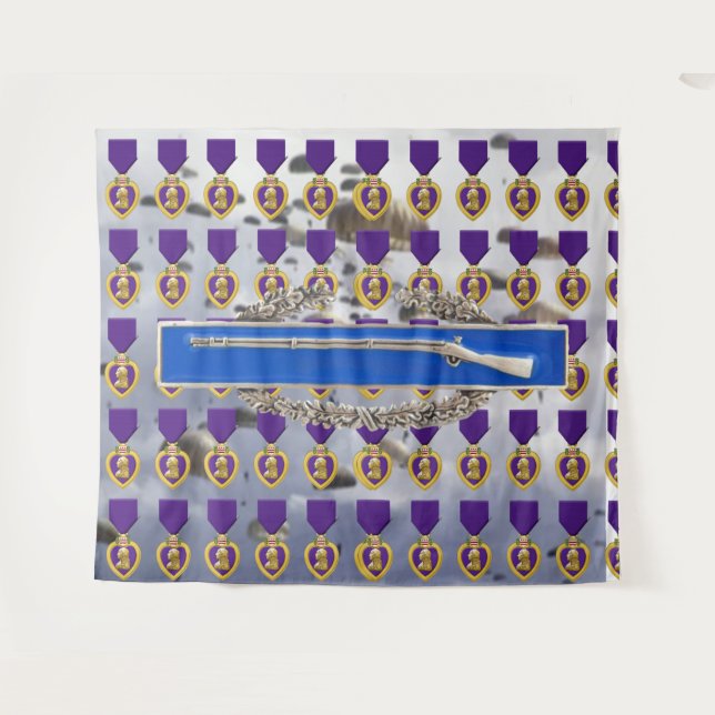 PURPLE HEART and COMBAT INFANTRYMAN BADGE Tapestry (Front (Horizontal))