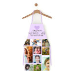 Purple Heart Best Baker Chef Grandma Photo Collage Apron<br><div class="desc">This cute and sweet apron is perfect for any grandma. It features 13 customizable photos of her beautiful grandchildren. It also features the quote, "Proud Grandma. Best baker and chef, sprinkling every grandchild with love and affection, " in black handwritten cursive typography and purple heart on top of a pastel...</div>