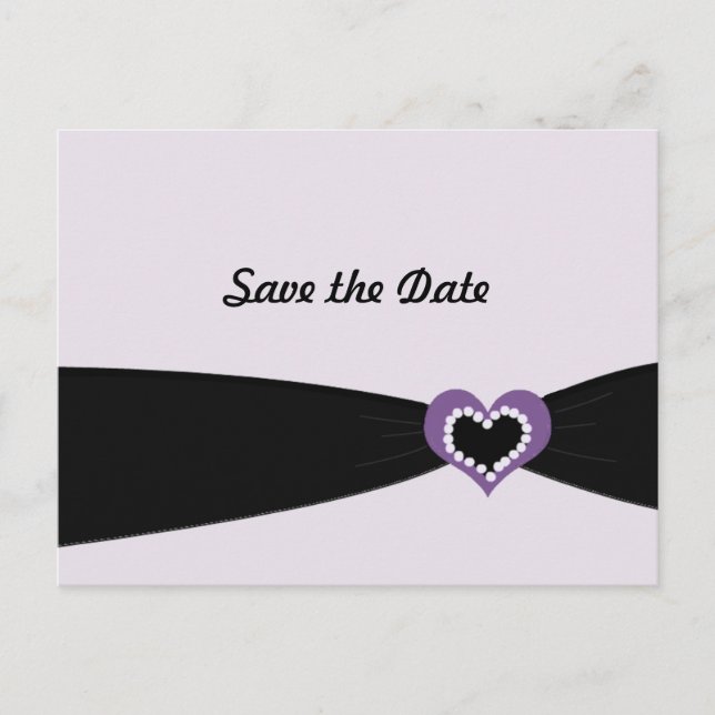 Purple Heart Black Ribbon Save the Date Announcement Postcard (Front)