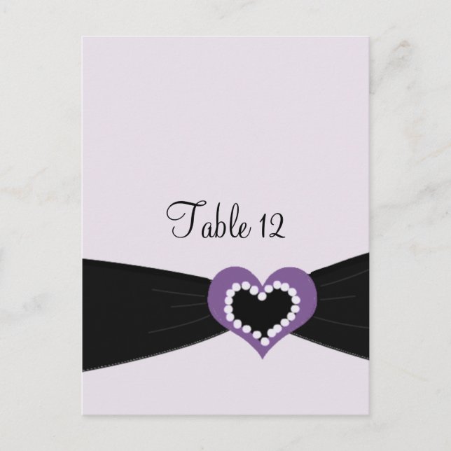Purple Heart Black Ribbon Table Seating Card (Front)