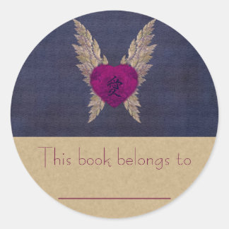 Purple Heart Bookplate Classic Round Sticker