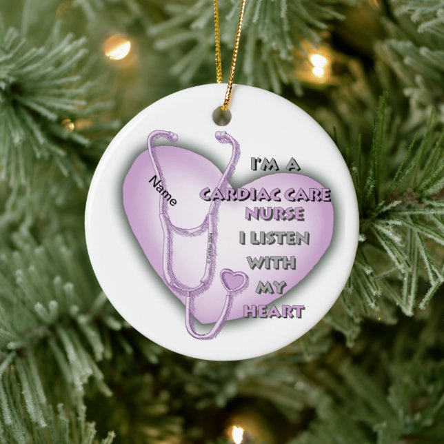 Purple Heart Cardiac Care nurse  Ceramic Ornament (Tree)
