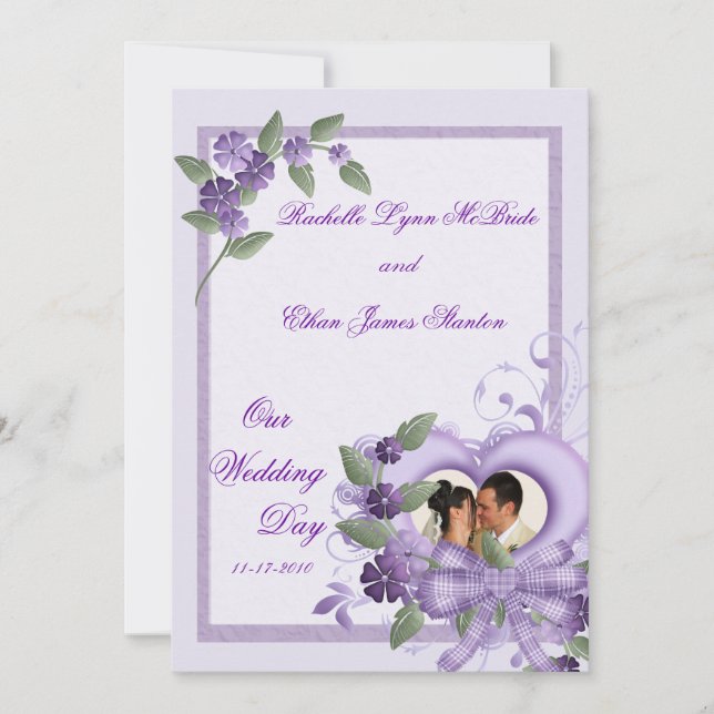 Purple Heart épousant les invitations 5x7 de photo (Devant)