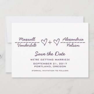 Purple Heart Equation Save the Date Invite
