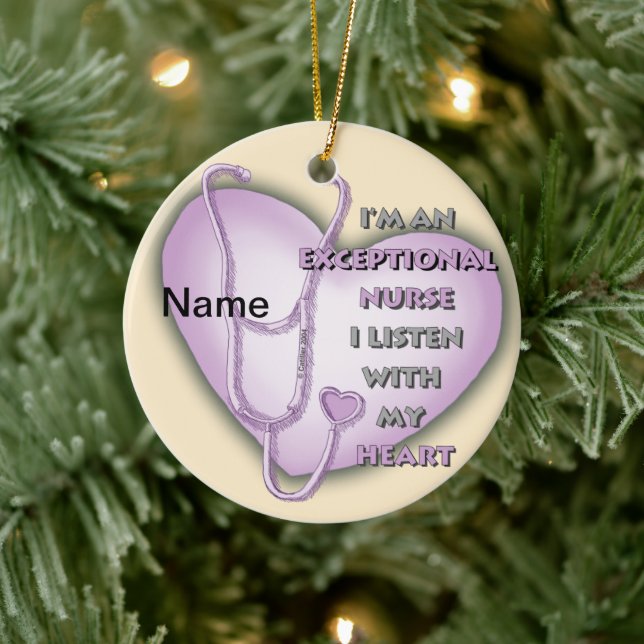 Purple Heart exceptional nurse  Ceramic Ornament (Tree)