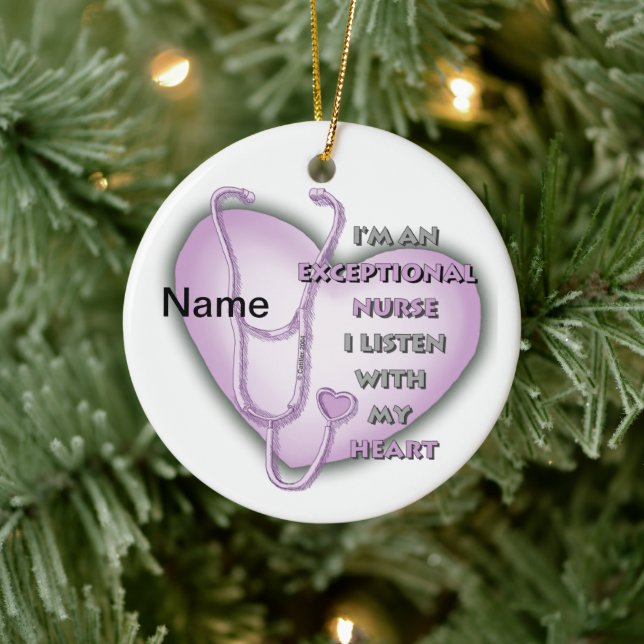 Purple Heart exceptional nurse  Ceramic Ornament (Tree)