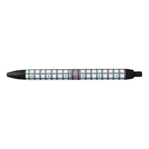 Purple Heart Gingham Black Ink Pen