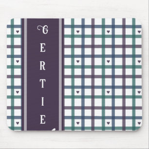 Purple Heart Gingham Mouse Pad