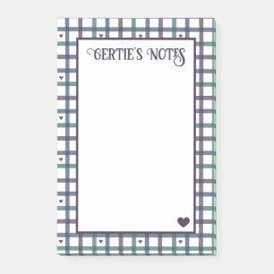Purple Heart Gingham Post-it Notes