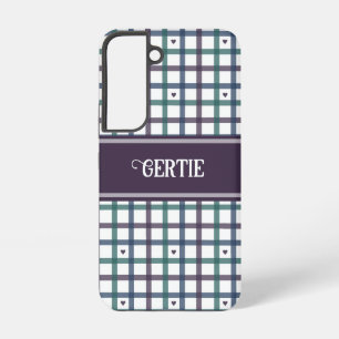 Purple Heart Gingham Samsung Galaxy Case