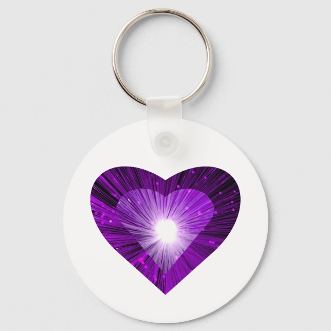 Purple Heart 'heart' keychain white round (Front)