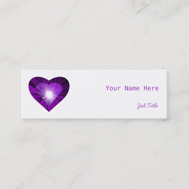 Purple Heart 'heart' side white skinny Mini Business Card (Front)
