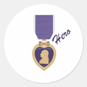 Purple Heart Hero Classic Round Sticker