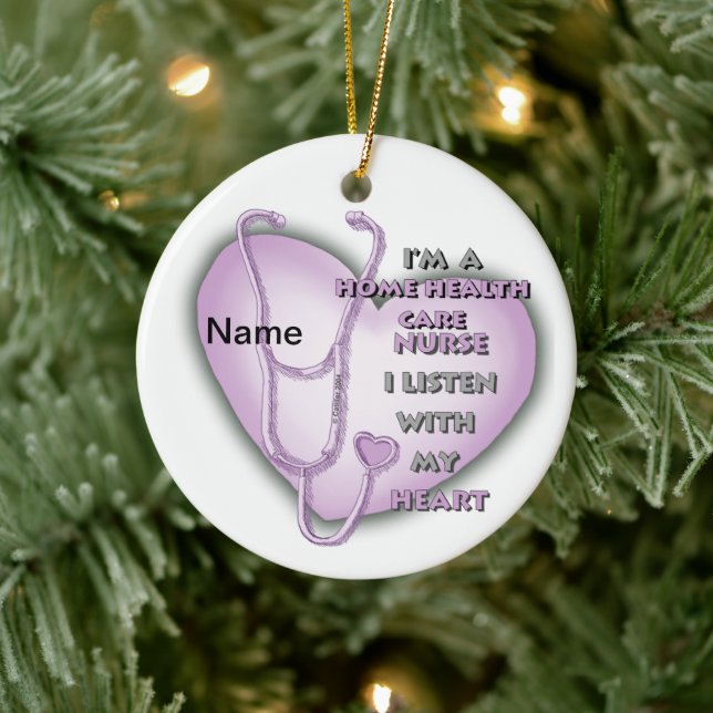 Purple Heart Home Health Care Nurse Ceramic Ornament (Tree)