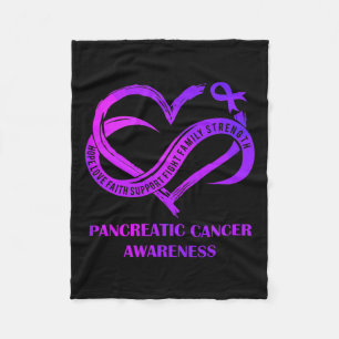 Purple Heart Hope Love Faith Pancreatic Cancer Awa Fleece Blanket