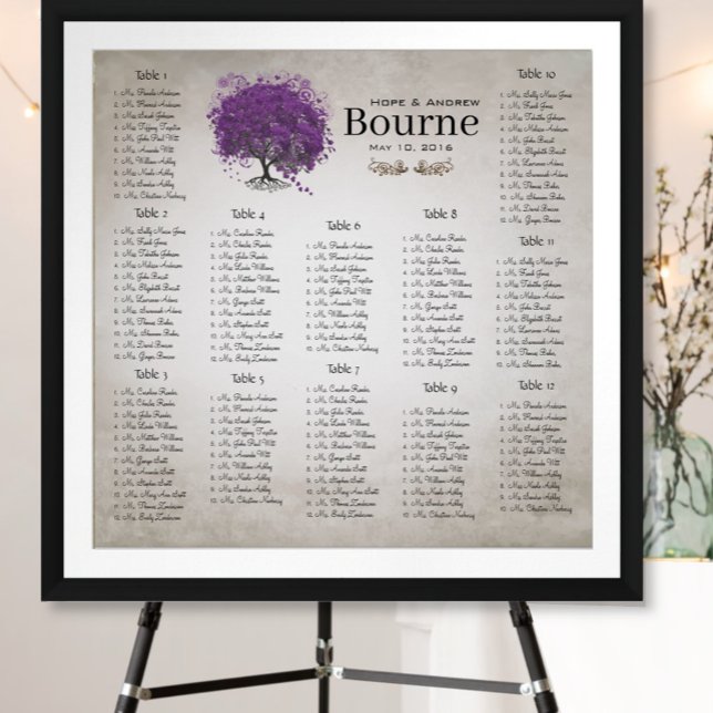 Purple Heart Leaf Tree Seating Chart 12 Tables (Creator Uploaded)