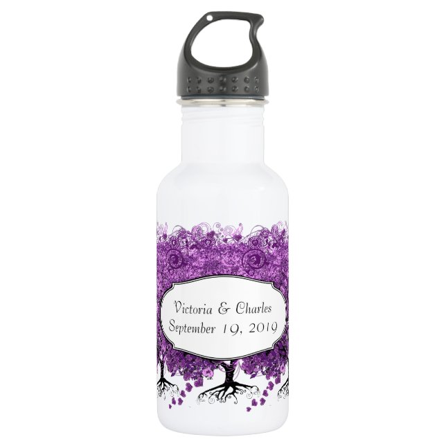 Purple Heart Leaf Tree Wedding 532 Ml Water Bottle (Front)