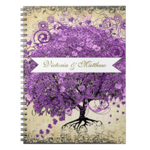 Purple Heart Leaf Tree Wedding Planner Notebook