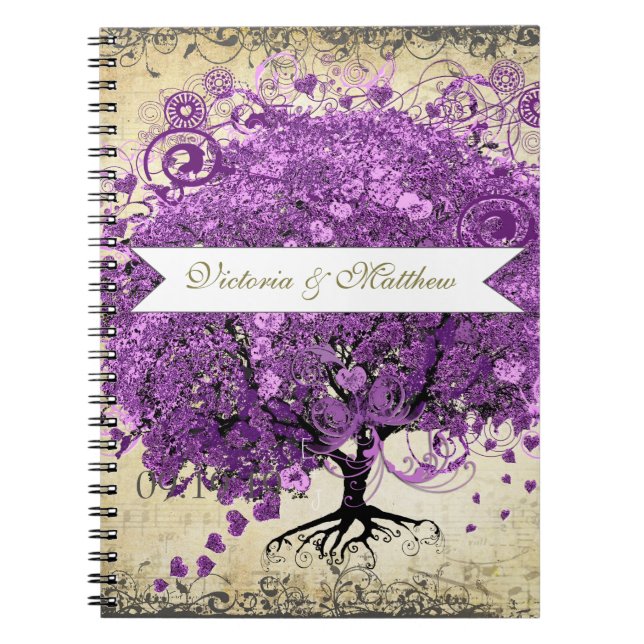 Purple Heart Leaf Tree Wedding Planner Notebook (Front)