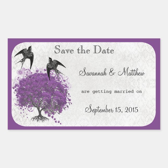 Purple Heart Leaf Tree Weddings Sticker (Front)
