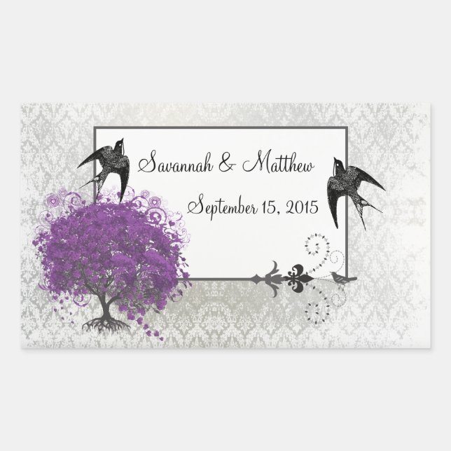 Purple Heart Leaf Tree Weddings Sticker (Front)