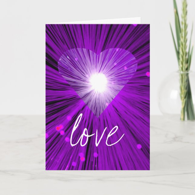 Purple Heart 'Love' 'Your Text' greetings card (Front)