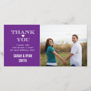 Purple Heart Mariage Photo Merci Cartes