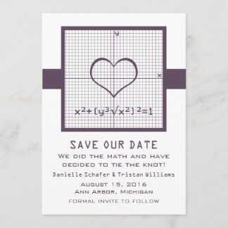 Purple Heart Math Graph Save the Date Invite