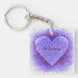 Purple Heart Name Keychain - Acrylic - HAMbWG