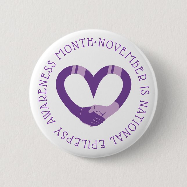 Purple Heart National Epilepsy Awareness Month  2 Inch Round Button (Front)