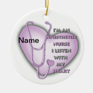 Purple Heart Nurse Anesthetist Ceramic Ornament