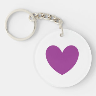 Purple heart on white keychain