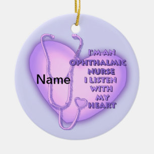 Purple Heart Ophthalmic Nurse Ceramic Ornament