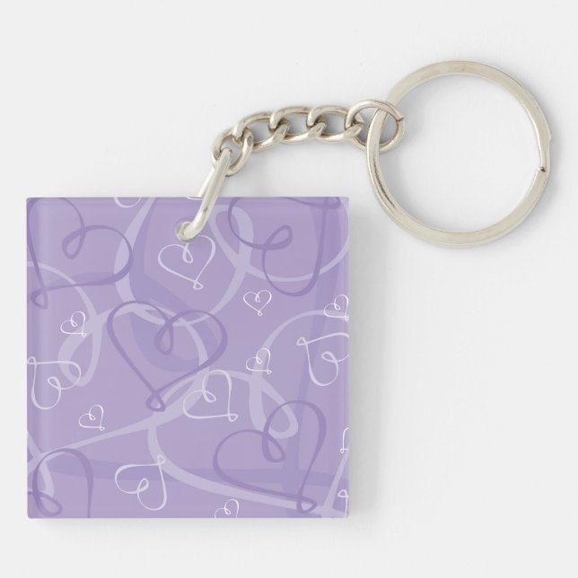 Purple heart pattern keychain (Back)
