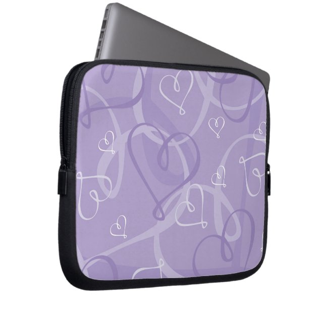 Purple heart pattern laptop sleeve (Front Right)