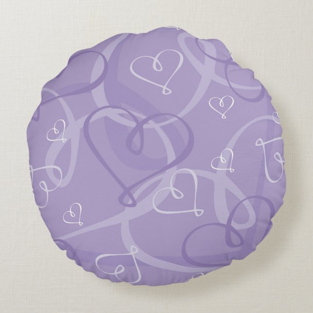 Purple heart pattern round pillow (Back)